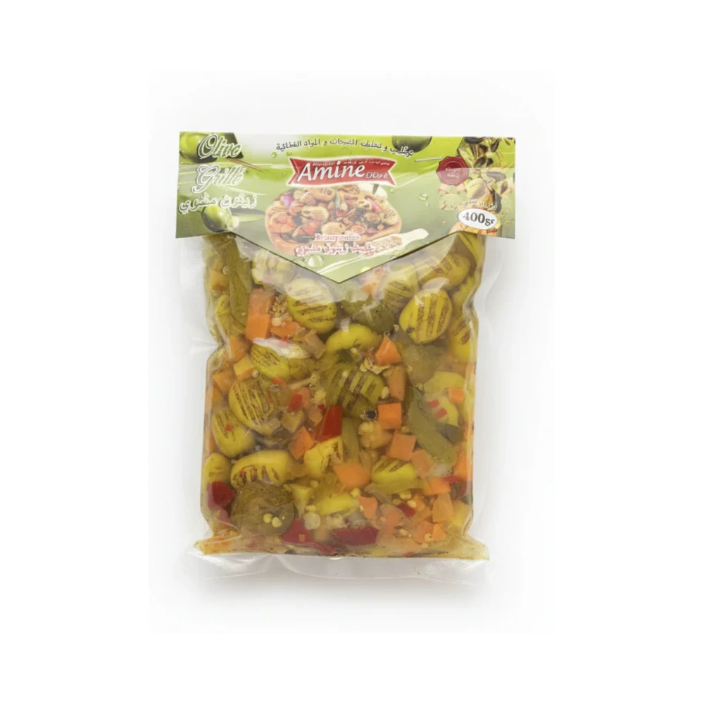 Olives Amine vertes grillées dénoyautées 16x200G